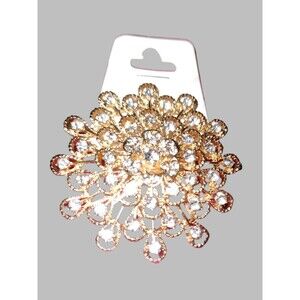 Flower Brooch with Rhinestones